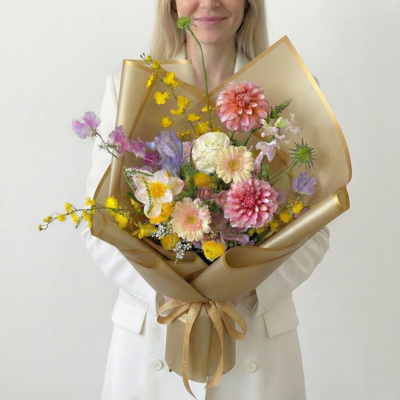 BBJ WRAPS Frosted Flower Wrapping Paper White Lines Gift Packaging Florist Bouquet Supplies 20 Sheets (Gold) - Image 3